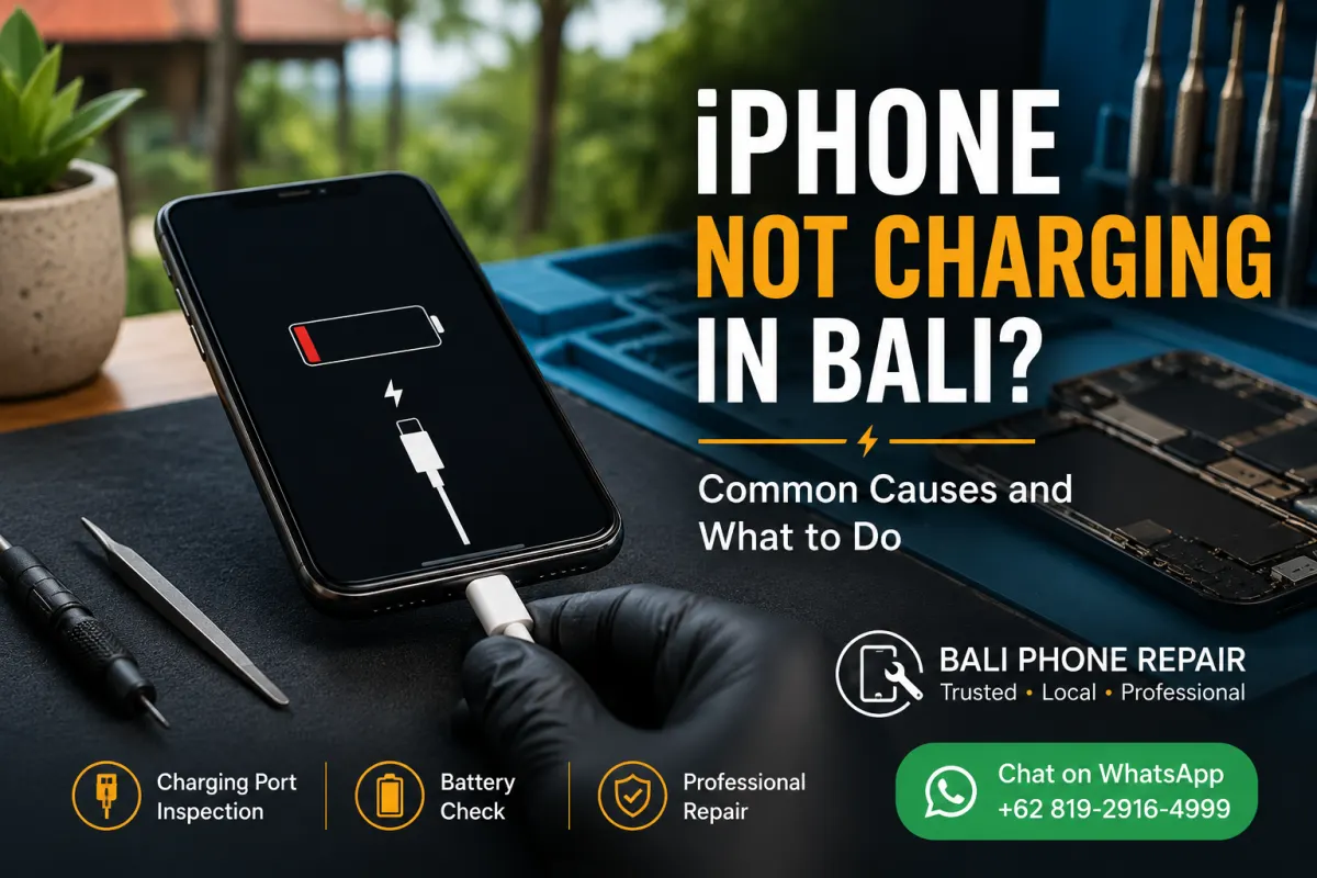 iPhone charging problem and charging port repair in Bali